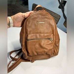 Brown faux leather backpack